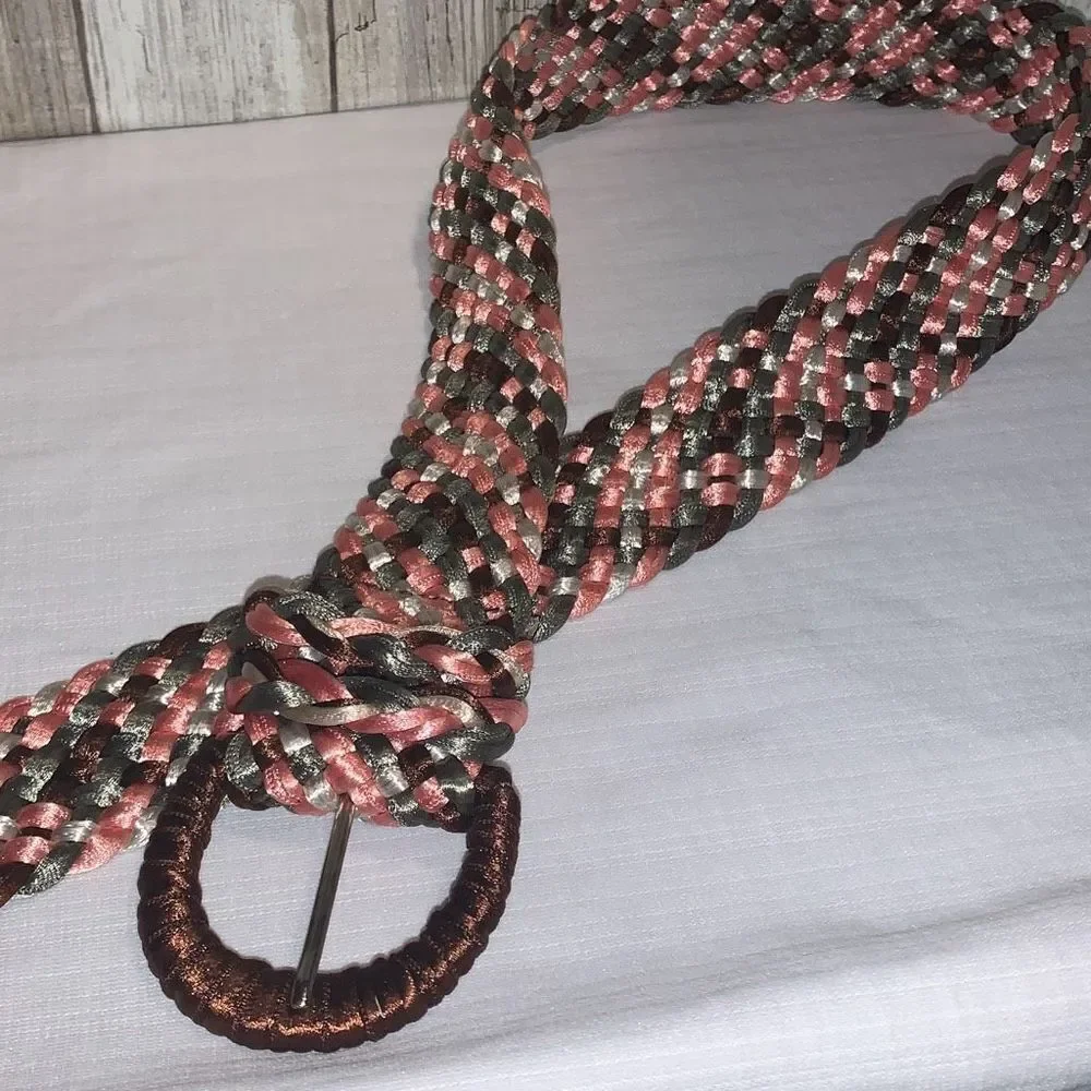 Vintage Pastel‎ Satin Wide Woven Boho Belt Size Medium